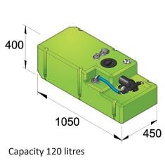 Drinking water tank system 120 litre, 24 Volt, incl. pump and fittings, complete