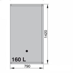 160 liter - waste water tank  (incl. right angle hose connections of Ø 16 and Ø 38 mm)