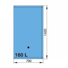 160 l. drinking water tank  (incl. right angle hose connections of 16 and 38 mm)