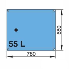 55 l. drinking water tank  (incl. right angle hose connections of 16 and 38 mm)