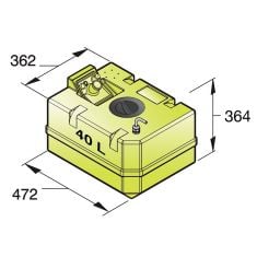 Plastic drinking water tank 40 l. incl. connections and insp.lid