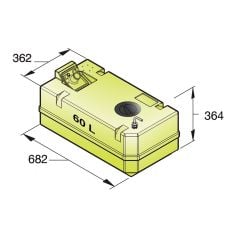 Plastic drinking water tank 60 l. incl. connections and insp.lid