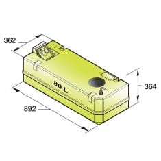 Plastic drinking water tank 80 l. incl. connections and insp.lid