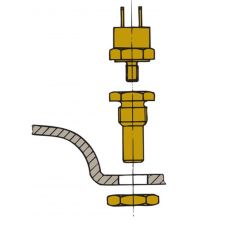 Sensor for exhaust temp. alarm for mounting in the muffler