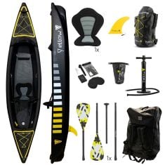 Inflatable kayak "BRAZOS 1", black, 1 pers. 350x85cm, complete set