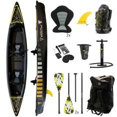 Inflatable kayak "BRAZOS 2", black, 2 pers. 420x85cm, complete set