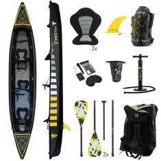 Inflatable kayak "BRAZOS 3", black, 3 pers. 470x85cm, complete set