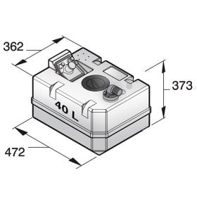 Plastic waste water tank  40 l. incl. connections and insp.lid (excl.inlet fitting)