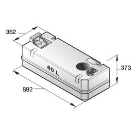 Plastic waste water tank  80 l. incl. connections and insp.lid (excl.inlet fitting)