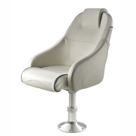 King. Comfortable FLIP-UP boat seat, white with dark blue seams