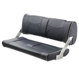 Ferry Bench. Double seat with adjustable doule sided backrest. Dark blue with white seams