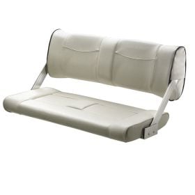 Ferry Bench. Double seat with adjustable doule sided backrest. White with dark blue seams