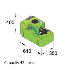 Drinking water tank system 42 litre, 12 Volt, incl. pump and fittings, complete