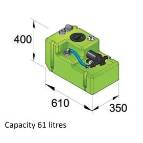 Drinking water tank system 42 litre, 24 Volt, incl. pump and fittings, complete