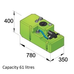 Drinking water tank system 61 litre, 24 Volt, incl. pump and fittings, complete