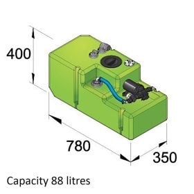 Drinking water tank system 88 litre, 12 Volt, incl. pump and fittings, complete