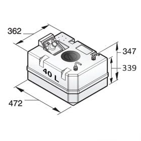 40 liter diesel fuel tank including connections, for 10mm fuel hose, Ø51mm filling connection