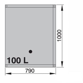 100 liter -  waste water tank  (incl. right angle hose connections of Ø 16 and Ø 38 mm)