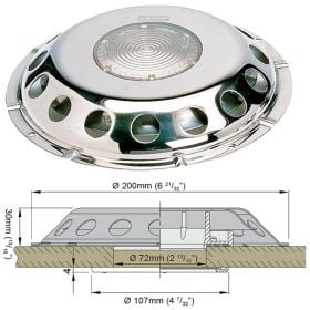 Deck ventilator (stainless steel AISI 316) type UFO TRANS  (incl. plastic grill)