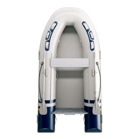 Yellow V inflatable boat with air or aluminium deck - length 2,7m.